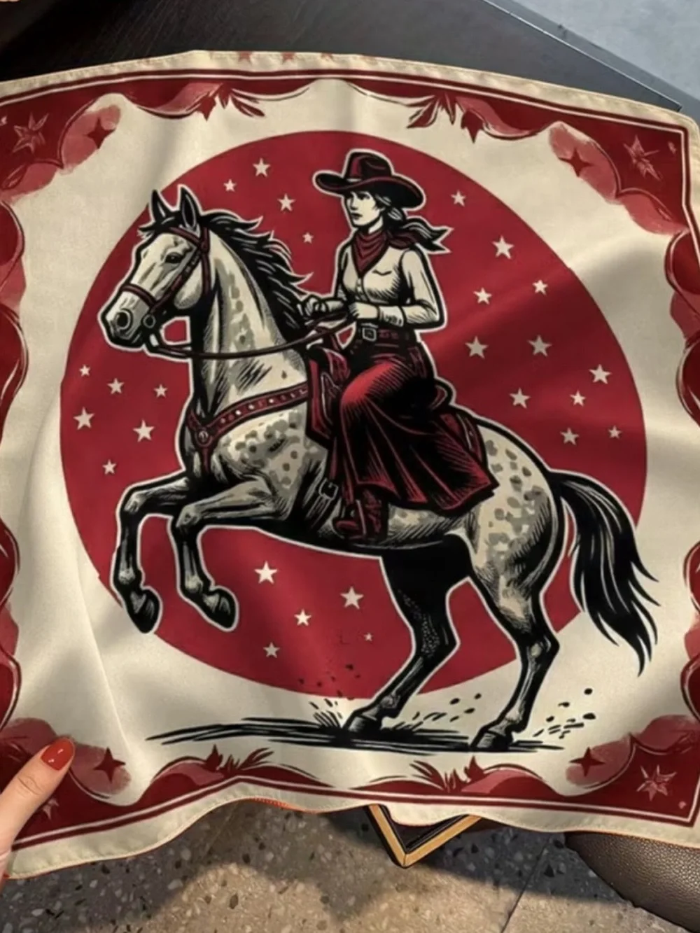 🤠 Western Cowgirl Horse Satin Scarf | Large Square Wild Rag Bandana 27.5”